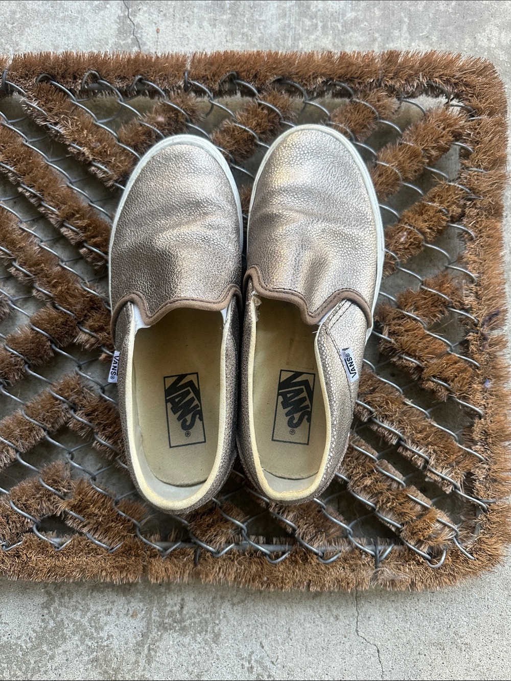 Vans Metallic Slip-On Sneakers — Bronze/Champagne